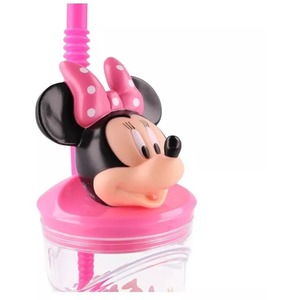 Minnie Mouse 3D Figurine Glass Tumbler With Straw 360ML