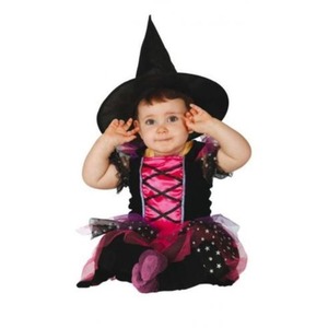 Toddler Little Pink Witch Costume With Matching Black Hat- 12-18 Months