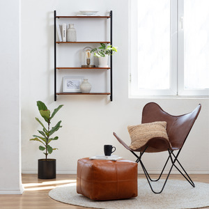 Phantom Solid Wood and Metal Wall Mounted Shelf