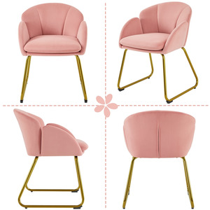 Pink Yaheetech Flower Shape Vanity Chair Accent Chair shot 7791818