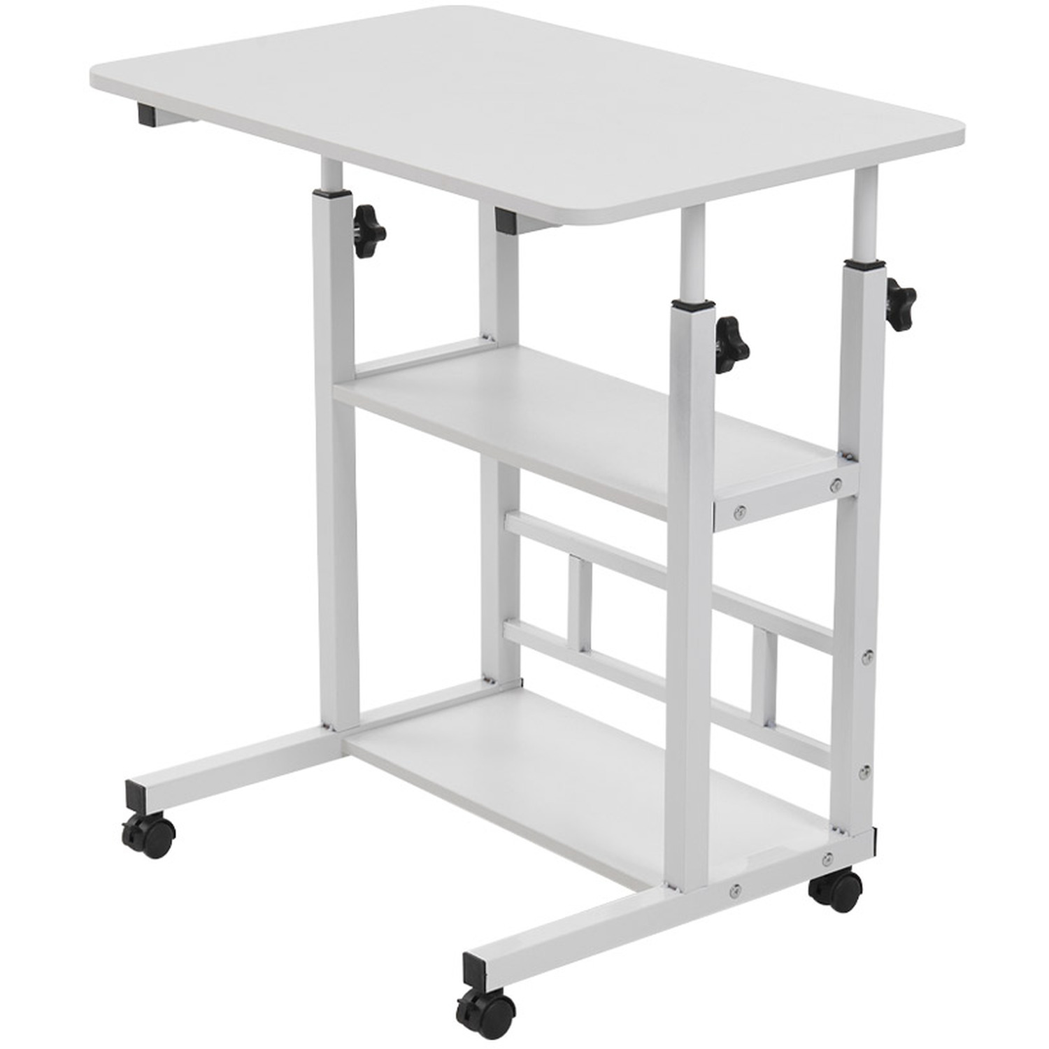 Livingandhome Height Adjustable Mobile Overbed Table - White