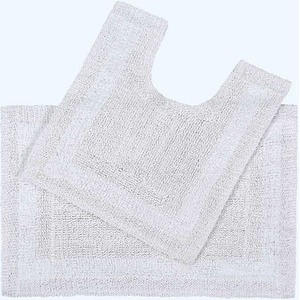 White Luxury Reversible Cotton Bath Mat Set shot 7826175