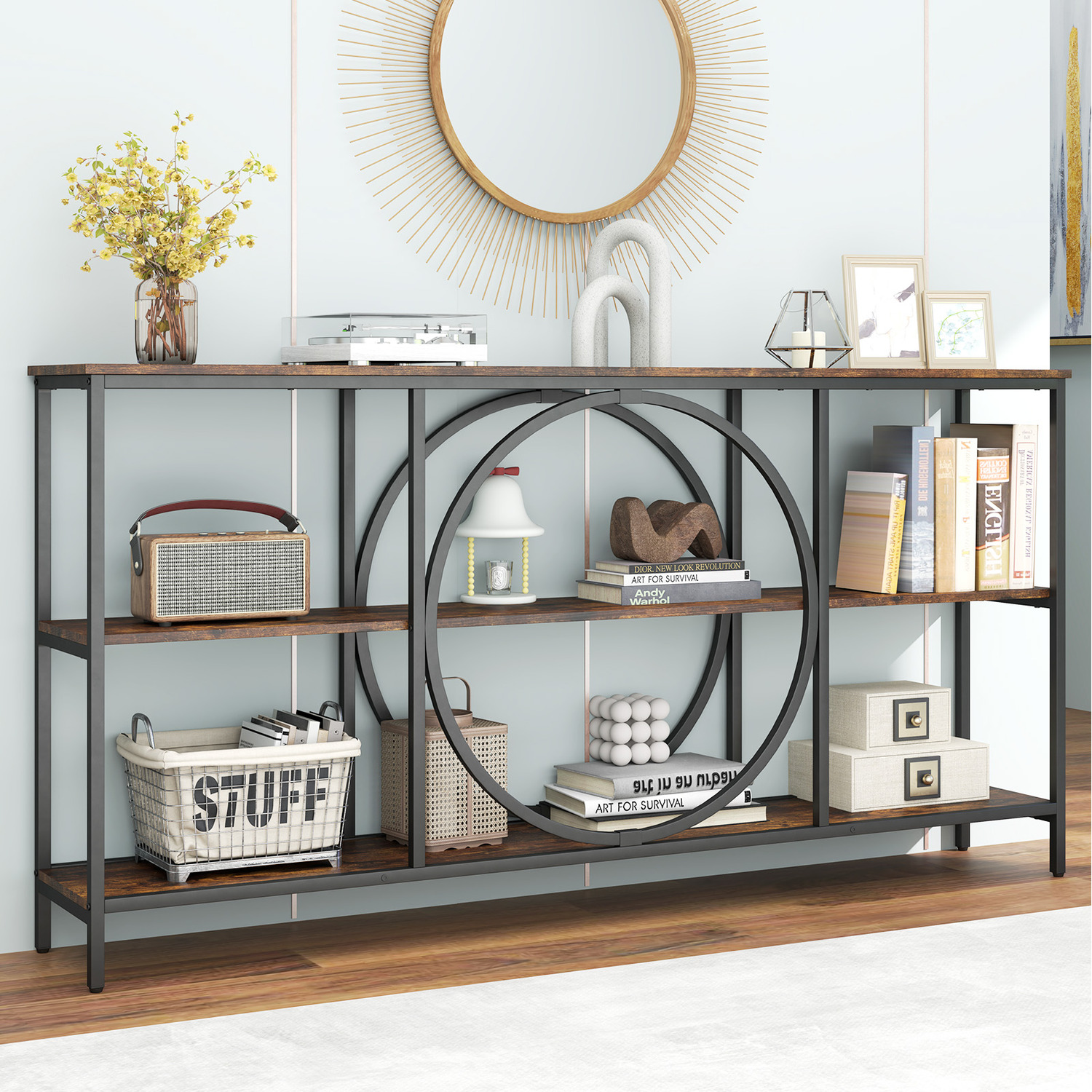 3-tier Console Table Entry Table - Brown