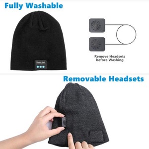 Black Bluetooth Beanie Hat for Men shot 8081775
