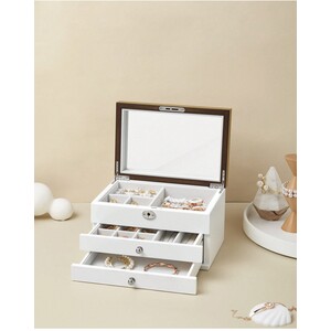 SONGMICS Elegant 3-Tier Jewellery Box with Mirror