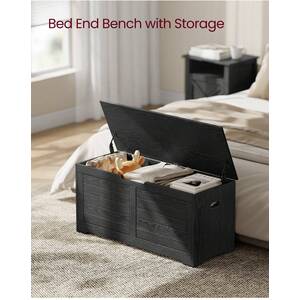 Black VASAGLE Chest, Bench, Blanket Box with 2 Safety Hinges, Shoe Bench shot 9173152