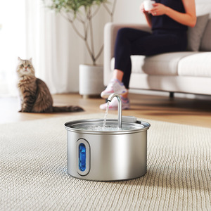 PawHut 2.5L Stainless Steel Cat Water Fountain for Drinking