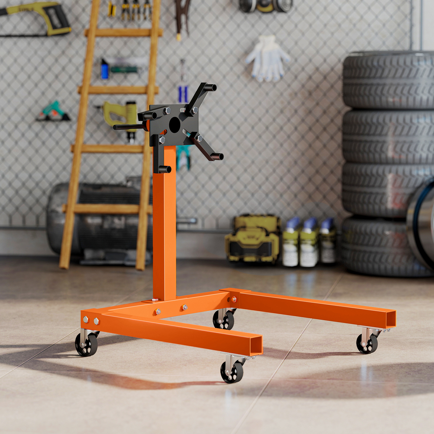 Compressor Rotor Stand HOMCOM 570 kg Rotating Engine Stand