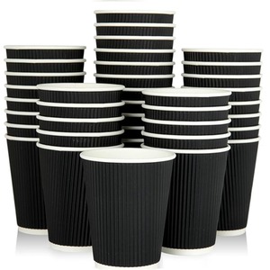 8oz Kraft Paper Cups Ripple Coffee Cups Black