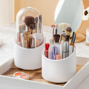 White Plastic Rotating Makeup Brush Case