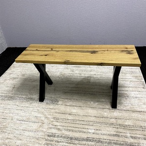 Wooden Bench With Metal Legs