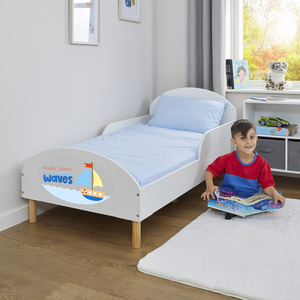 Kids White Toddler Bed - Make Some Waves