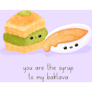 Food Couples Greeting Card Baklava and Syrup