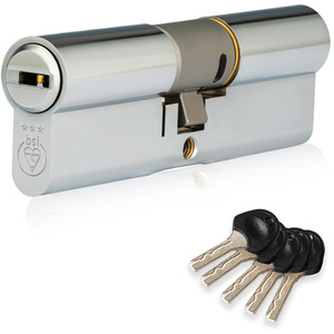 Colossus Polished Chrome 3 Star Kitemarked Euro Cylinder Lock