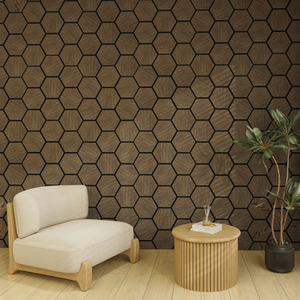 2 Pack Smoked Walnut Hexagonal Acoustic Wall Panel