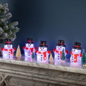 Light Up Snowmen Christmas Decorations Set of 5