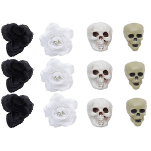 Lifeideas 12-Piece Halloween Skulls Roses Ornament Set