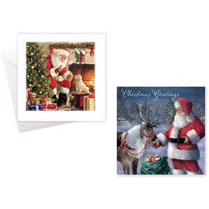 20 Christmas Cards Traditional Santa Xmas Cards With Envelopes