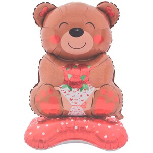 Standing Foil Valentines Teddy Balloon