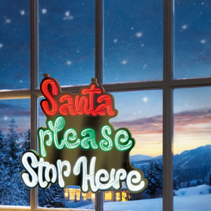 Santa Stop Here Christmas Infinity Mirror Light Decoration LED 40cm