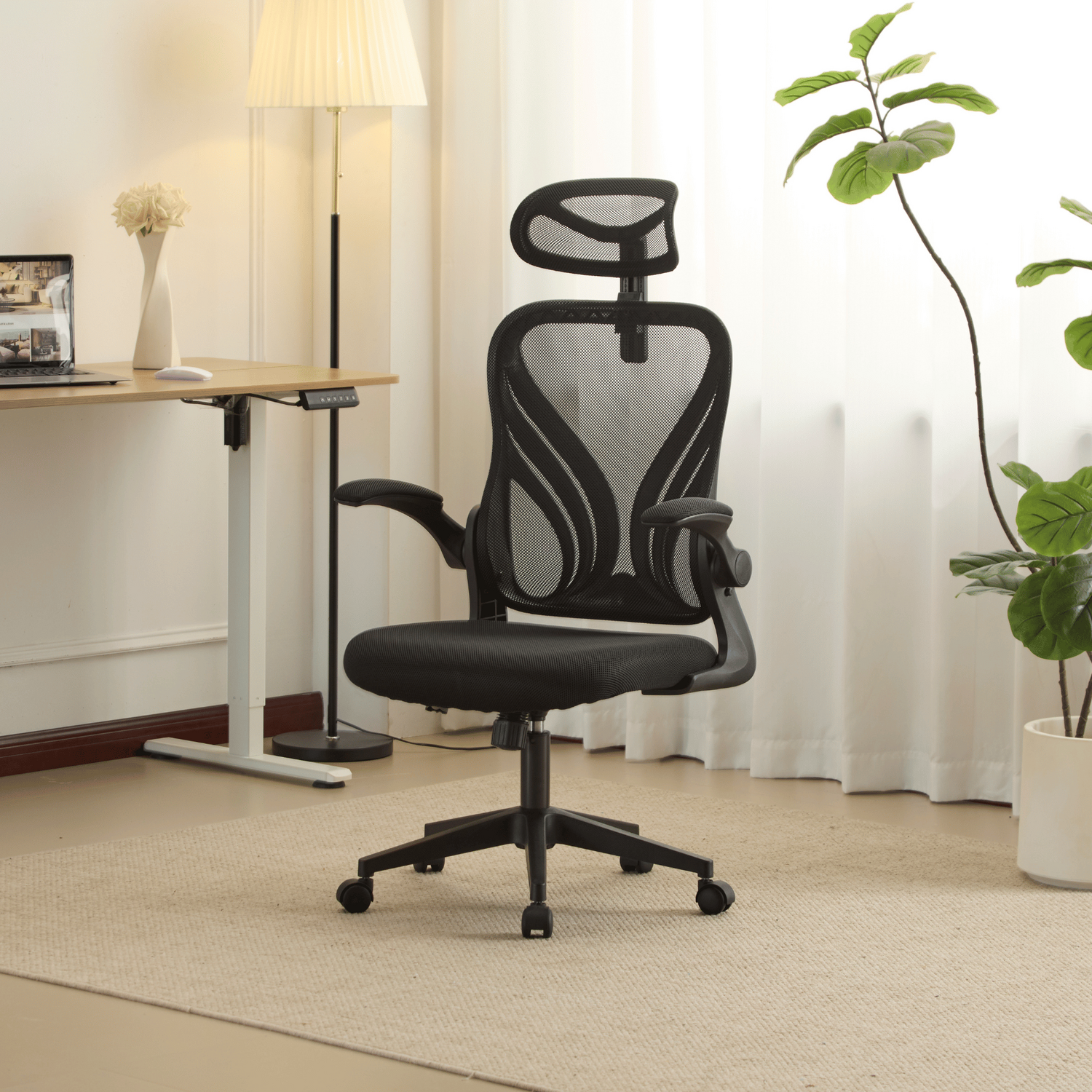 Ascend Adjustable Ergonomic Mesh Back Black Office Chair - Black