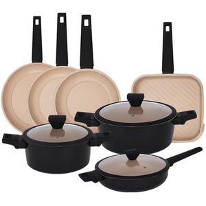 Casamema 10 Pcs Carbon Steel Non Stick Saucepan Cookware Set