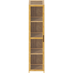 Brown & Wood & Translucent / 130cm Narrow Bookcase Storage Unit with Acrylic Doors shot 11446149