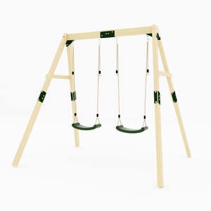 GALACTICA Outdoor Wooden Frame Double Plastic Swing, Garden Swing
