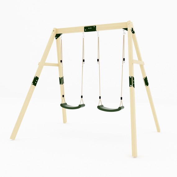 GALACTICA Outdoor Wooden Frame Double Plastic Swing, Garden Swing 