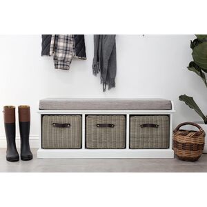 Tetbury Large Bench with Strong Rattan Baskets