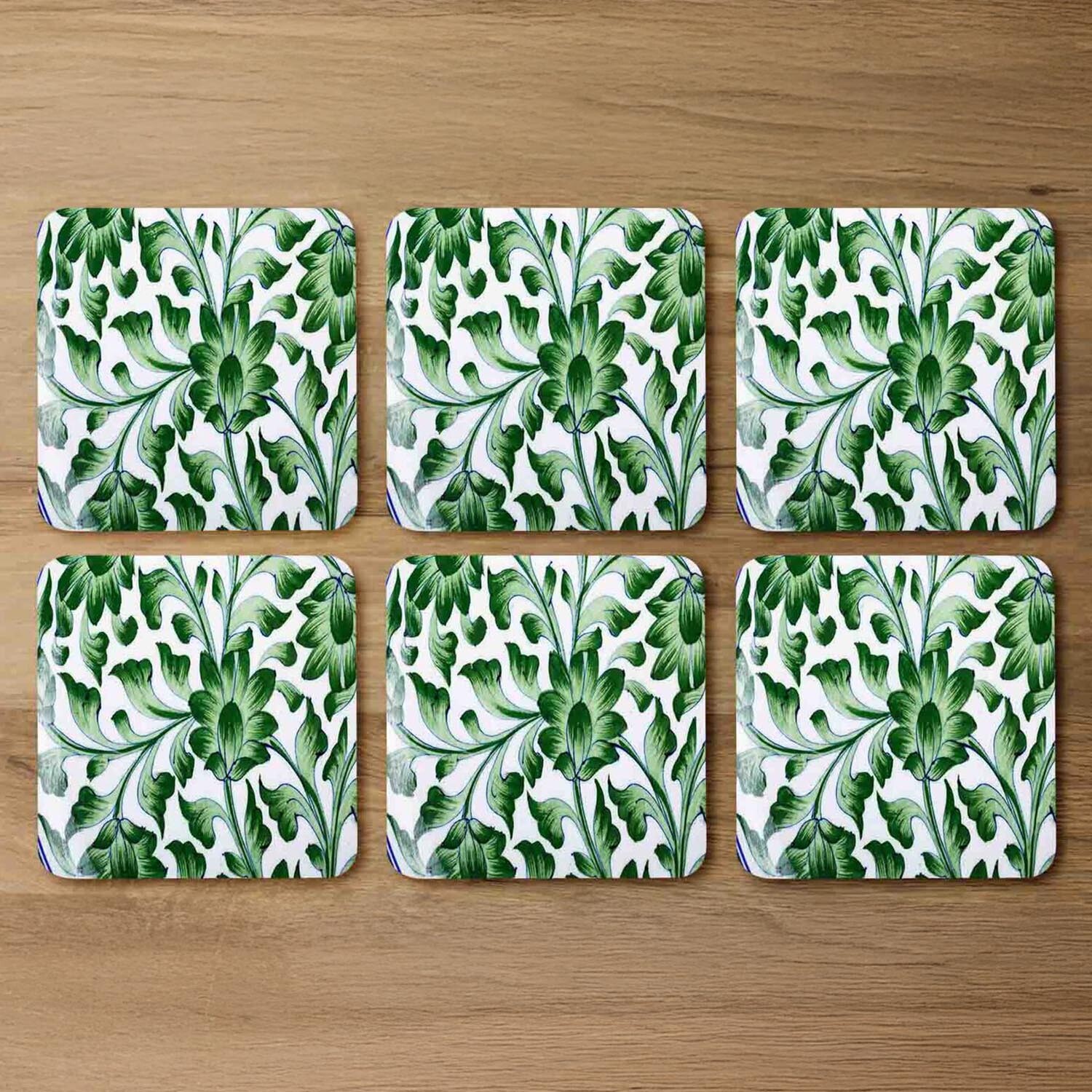 Image of Painted Pottery Pattern Coaster Set -&hellip;