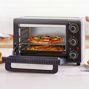 32 Litre Mini Oven with Hot Plates Black with Silver Accents