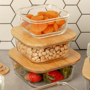 Homiu 3pc Food Containers With Bamboo Lids