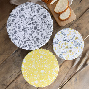 Natural Elements Set of 3 Organic Cotton Stretchy Lids for Bowls