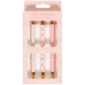 Pack of 3 Soft Floral Pens