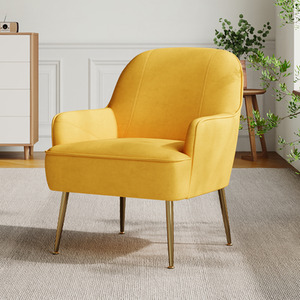 Velvet Upholstered Comfy Armchair with Gold-Plated Feet