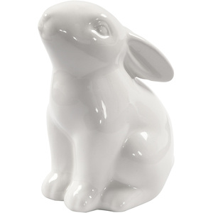 White Ceramic Hare Ornament 9 cm 12 Pack