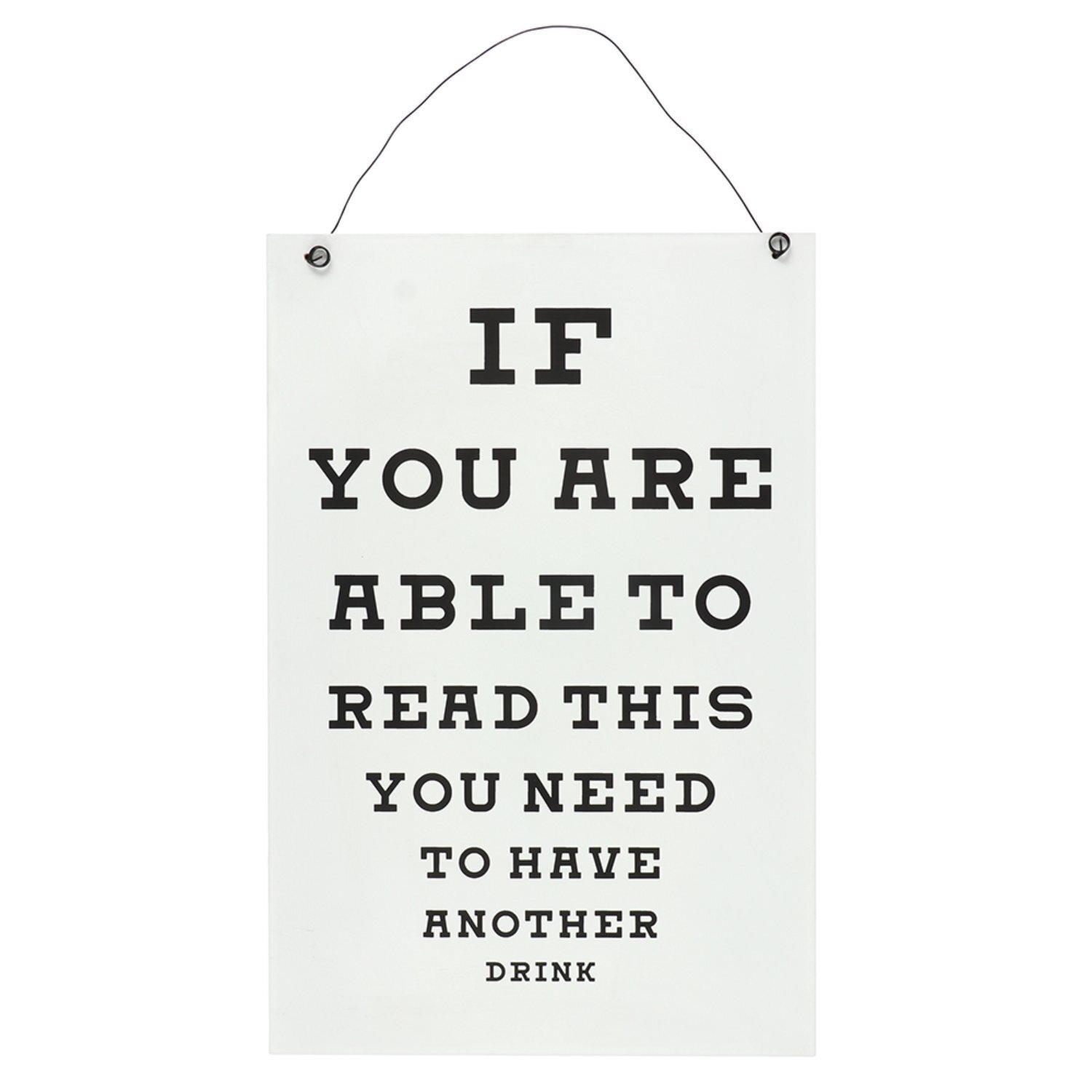 Garden Bar Eye Chart Sign - Humorous Drink Reminder Decor - White