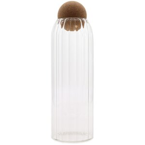 Cottage Cork Ball Glass Jar Ribbed Storage Decor