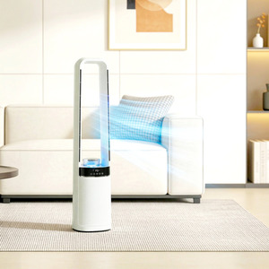 HOMCOM Bladeless Tower Fan with Oscillating LED Lights 3 Speeds