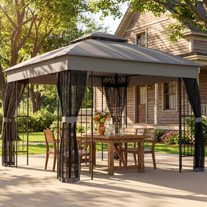 Outsunny 3 x 3 m Permanent Garden Gazebo with Shelves