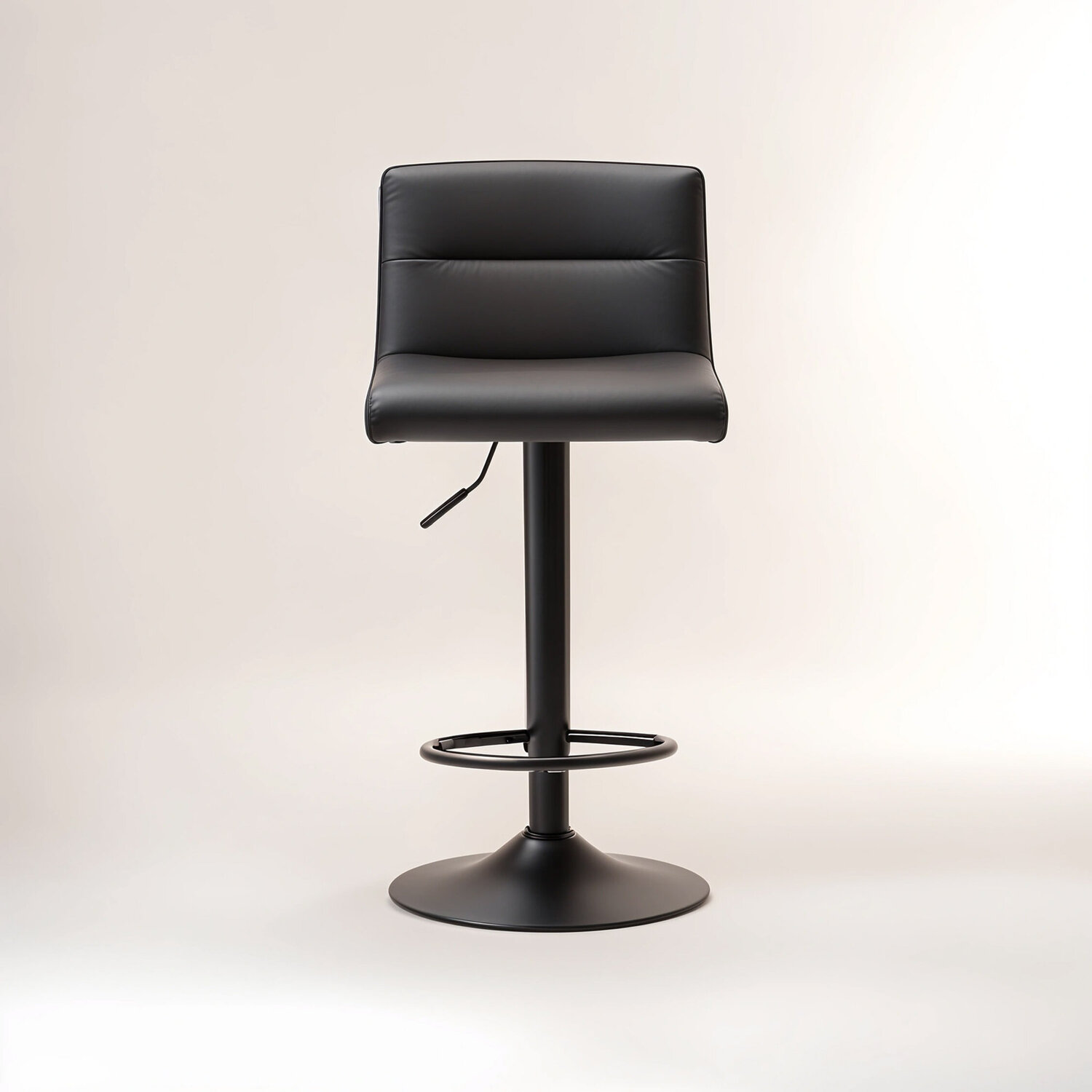 Baina Black Leather Effect Bar Stool - Black