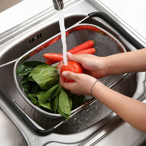 Interiors By Premier Versatile Over Sink Drainer With Expandable Black Handle