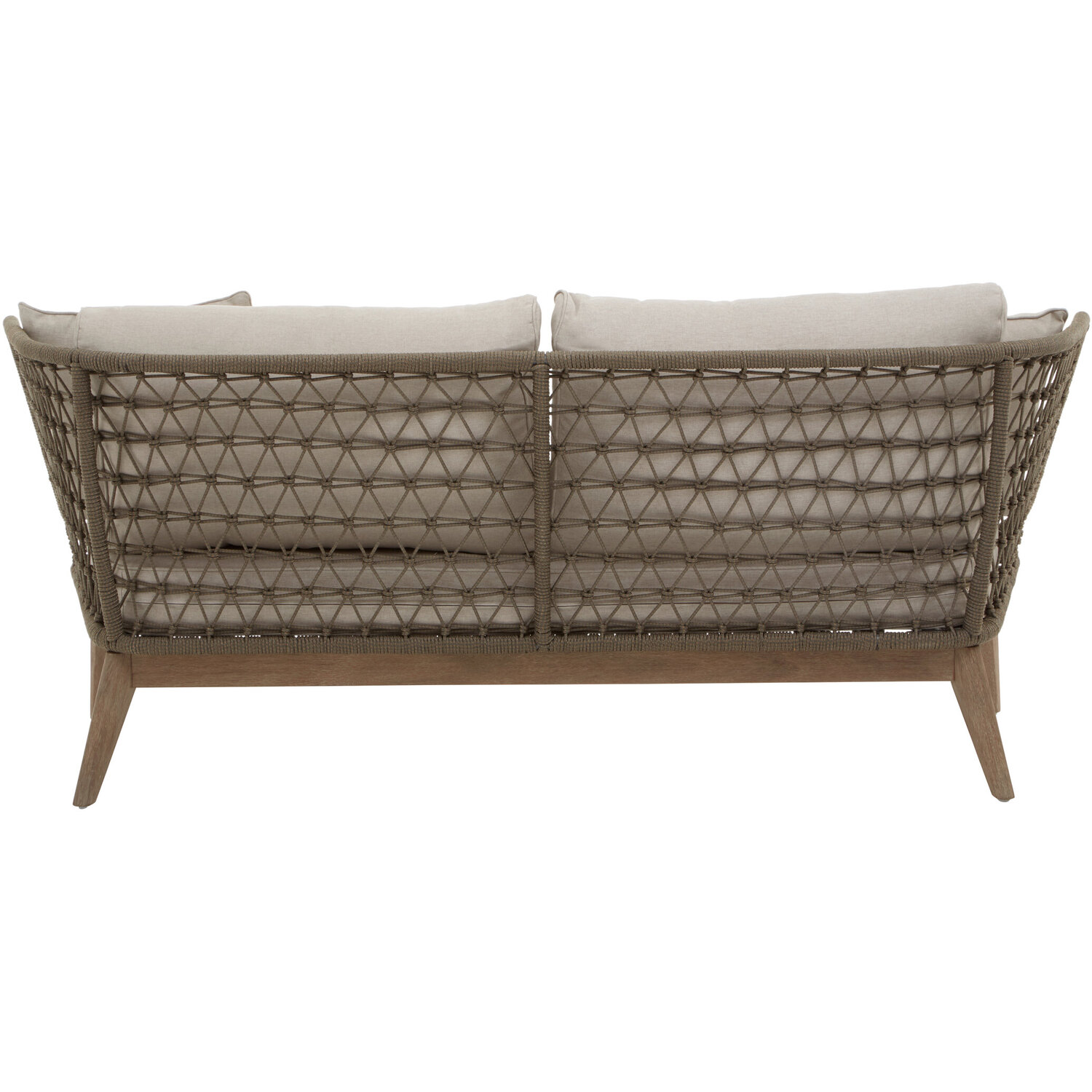 Opus Grey Woven Rope Three Seater Sofa With Cushions - Cream