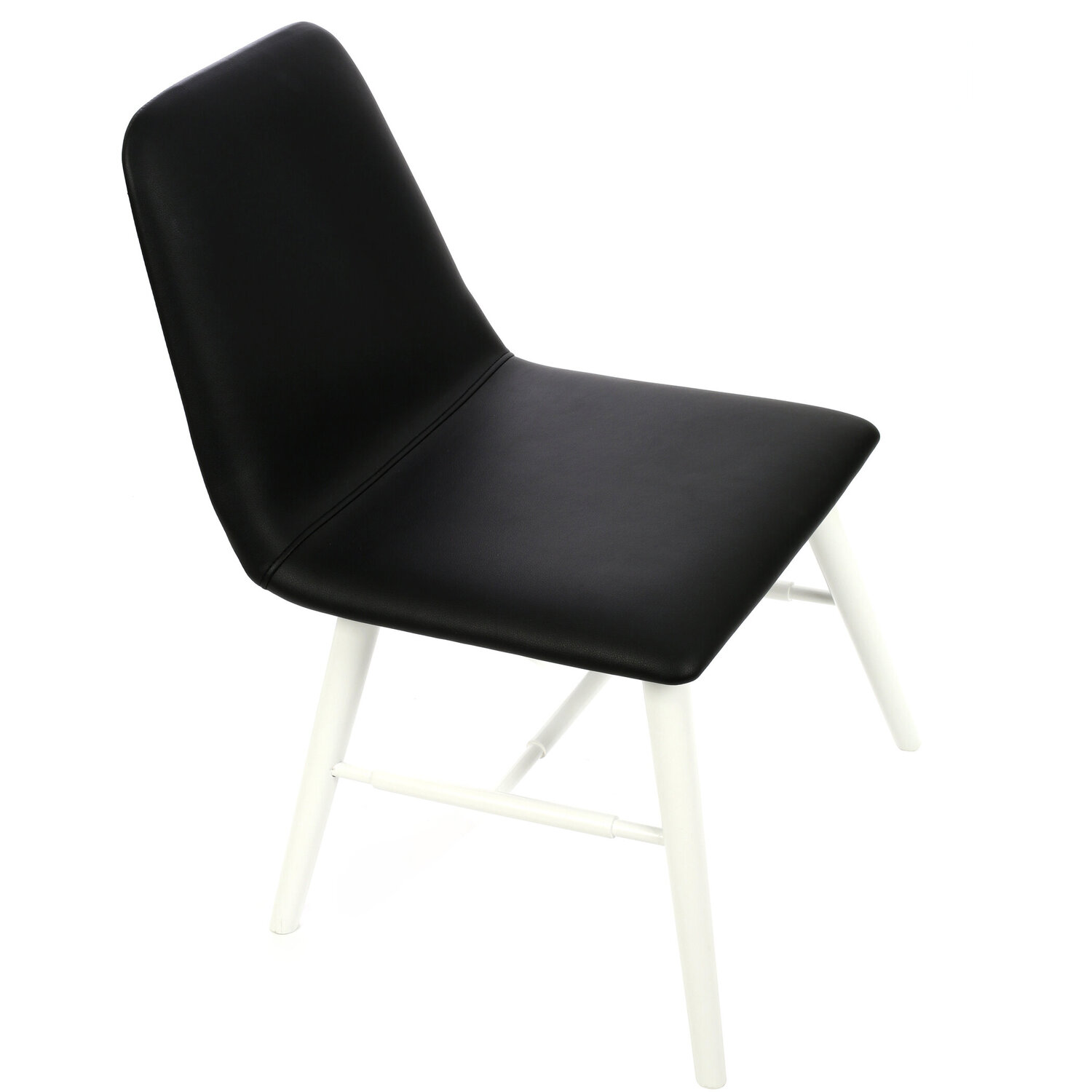 Cassy Black Leather Effect Dining Chair With White Legs - Black