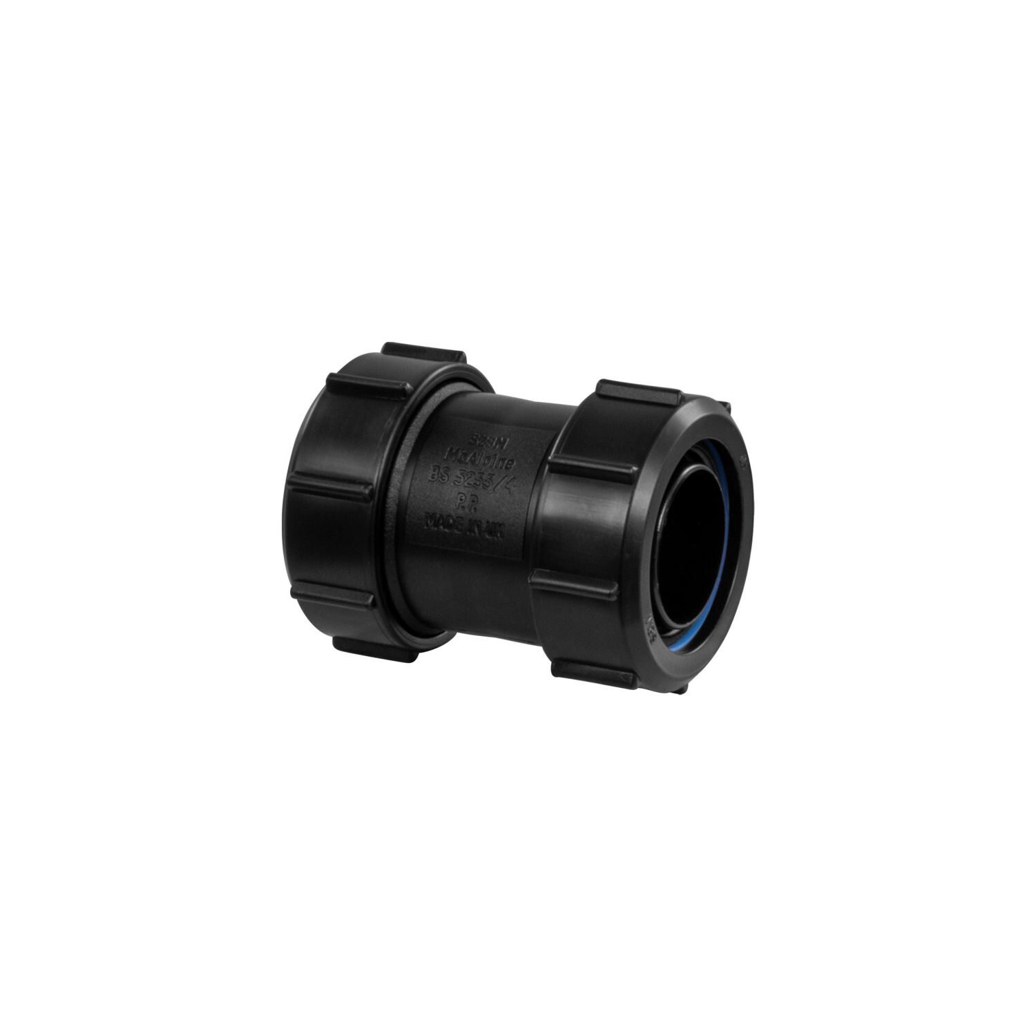 Mcalpine Black Multifit Straight Connector 1.25" - S28m-Bl - Grey