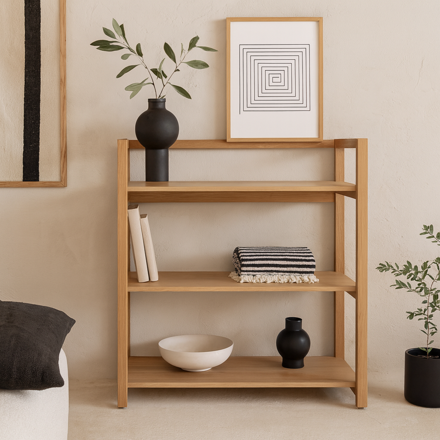 Kigali Rectangular 3 Shelf Bookcase - Natural