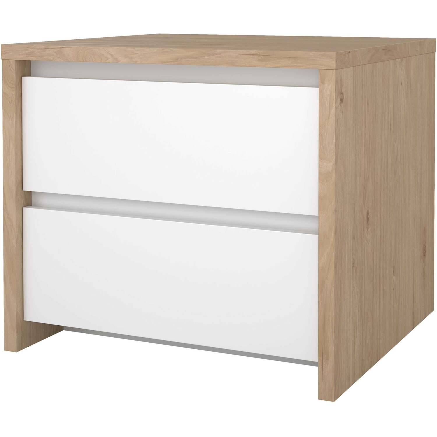 Salzburg Bedside Table Gloss Front Natural Effect 2 Drawers - Natural