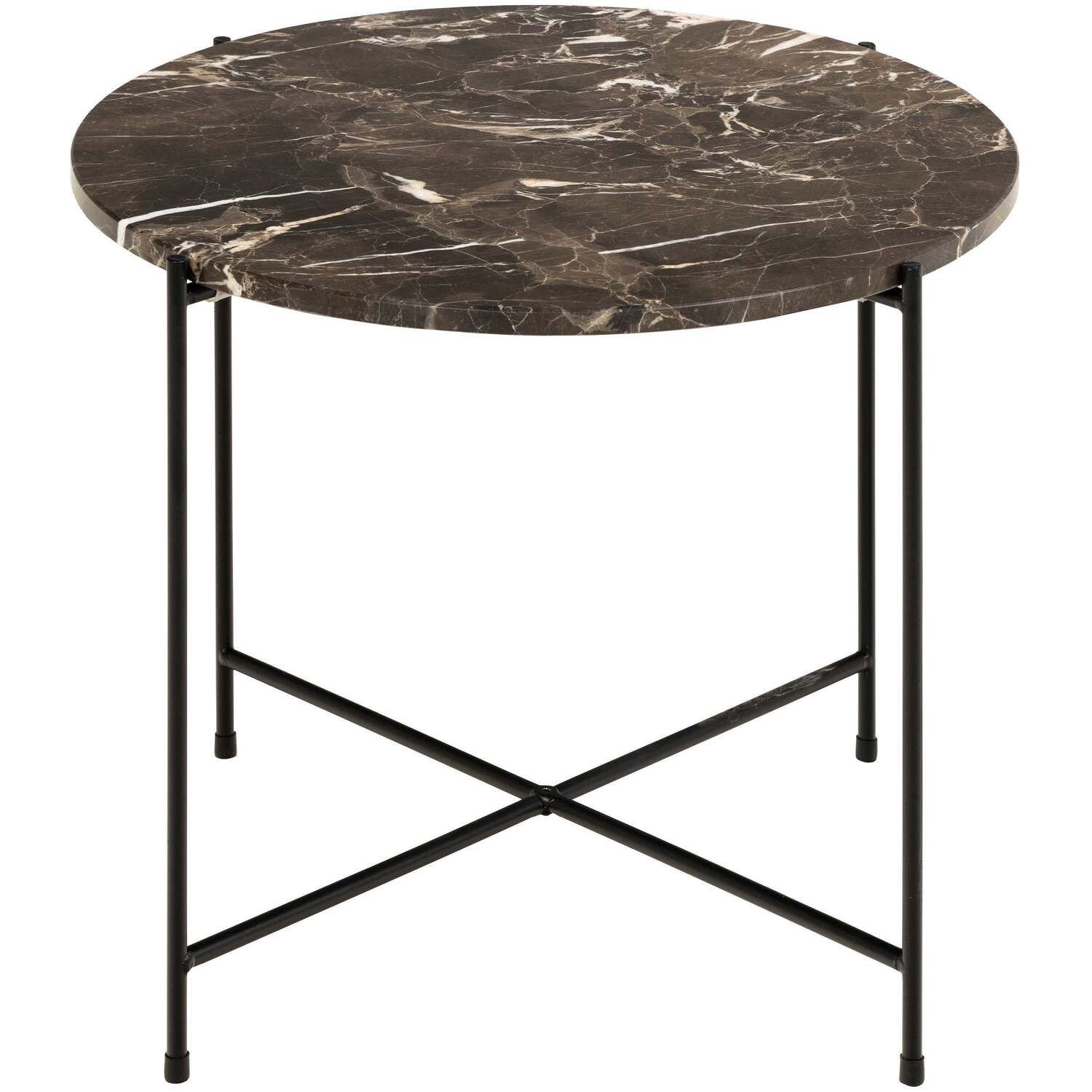 Verona Round Emperador Marble Side Table - Black