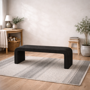Palermo Curved Boucle Upholstered Bench